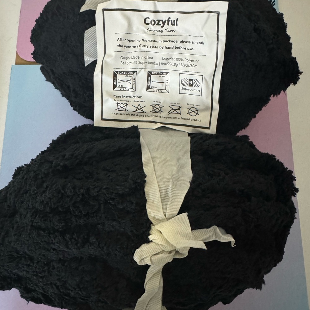 4pc-Cozyful Chunky Yarn Plush Black Skeins